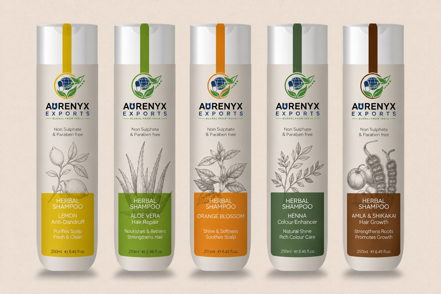 Aurenyx Exports — Herbal Shampoo Line