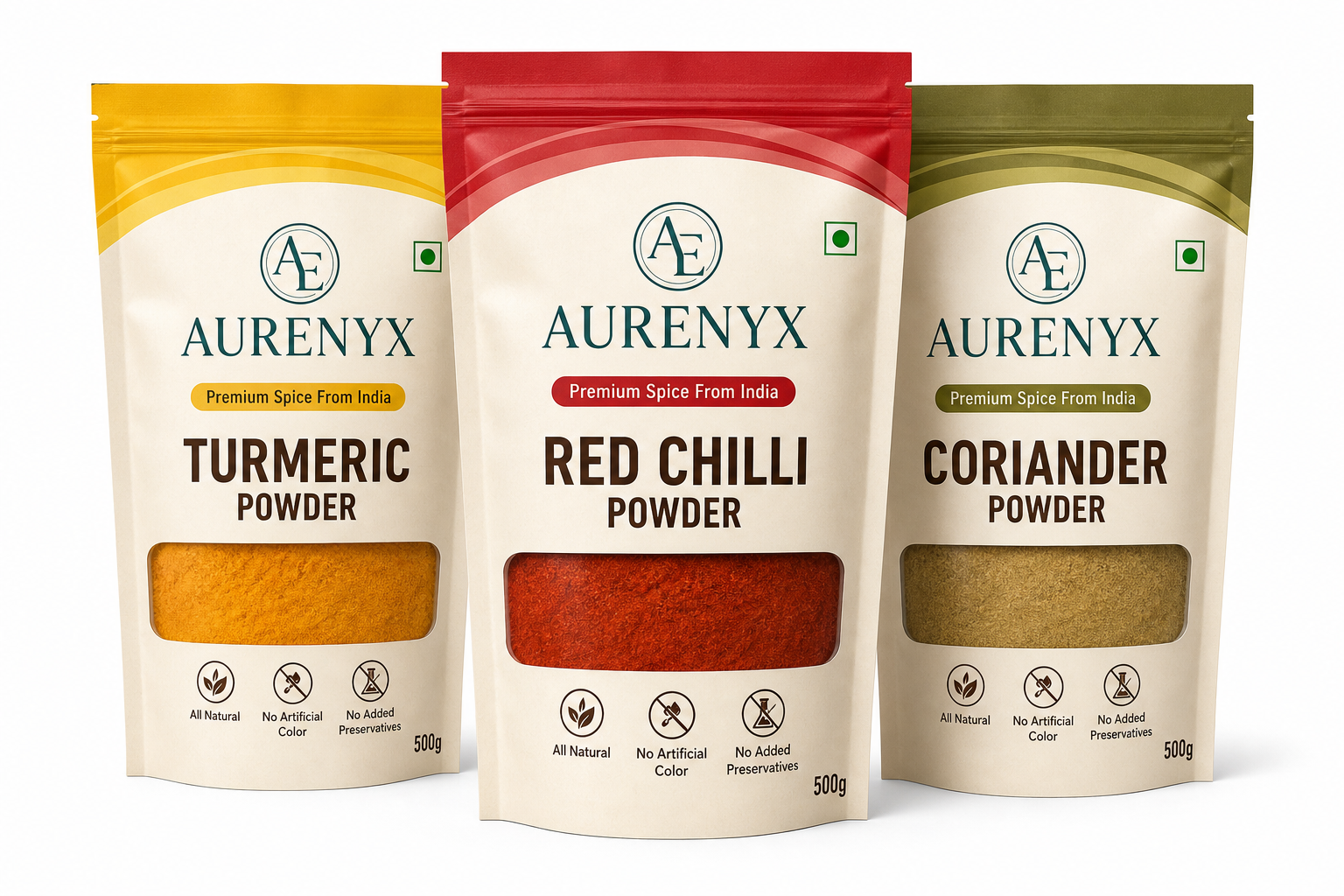 Aurenyx Exports — Stand-Up Spice Pouches